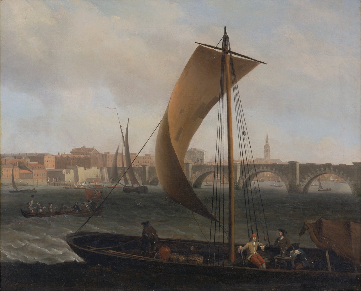 Udsigt over Themsen med Westminster Bridge af Samuel Scott