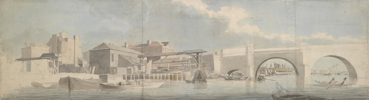 Westminster Bridge, Surrey Side, ca. 1750. af Samuel Scott