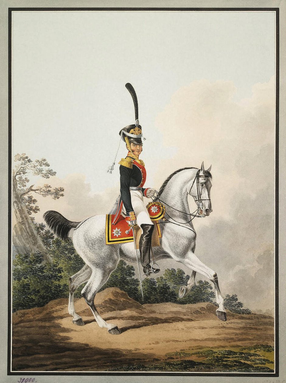 Feltofficer for Preobrazhensky-regimentet til hest, begyndelsen af det 19. århundrede. af Samuel Shiflard