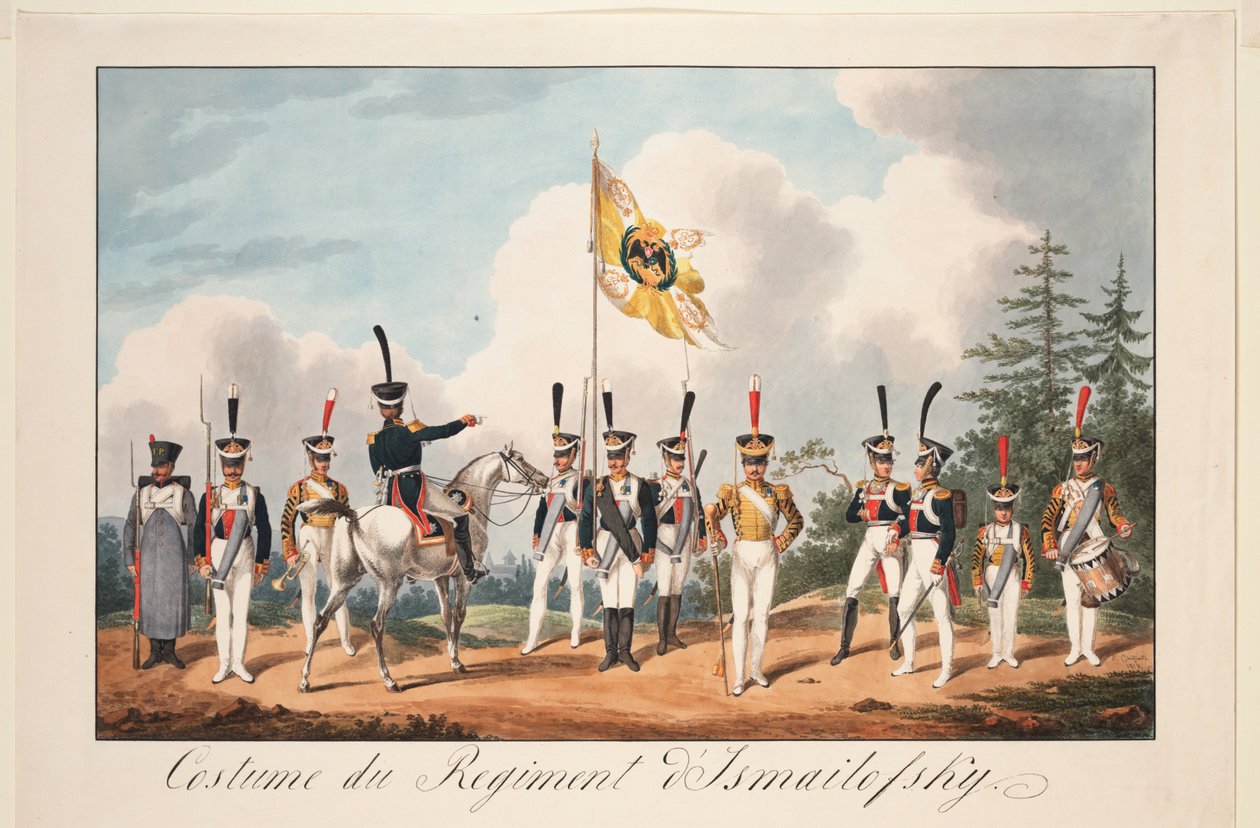 Påklædningsuniformer fra Izmailovsky-regimentet, 1818 af Samuel Solomon Chiflard
