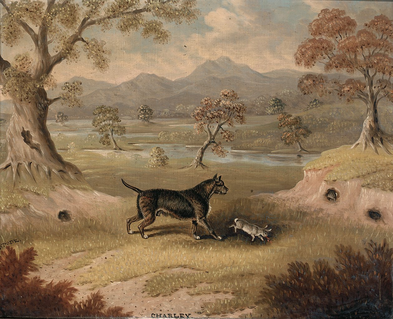 Charley, en terrier med en kanin af Samuel Spode
