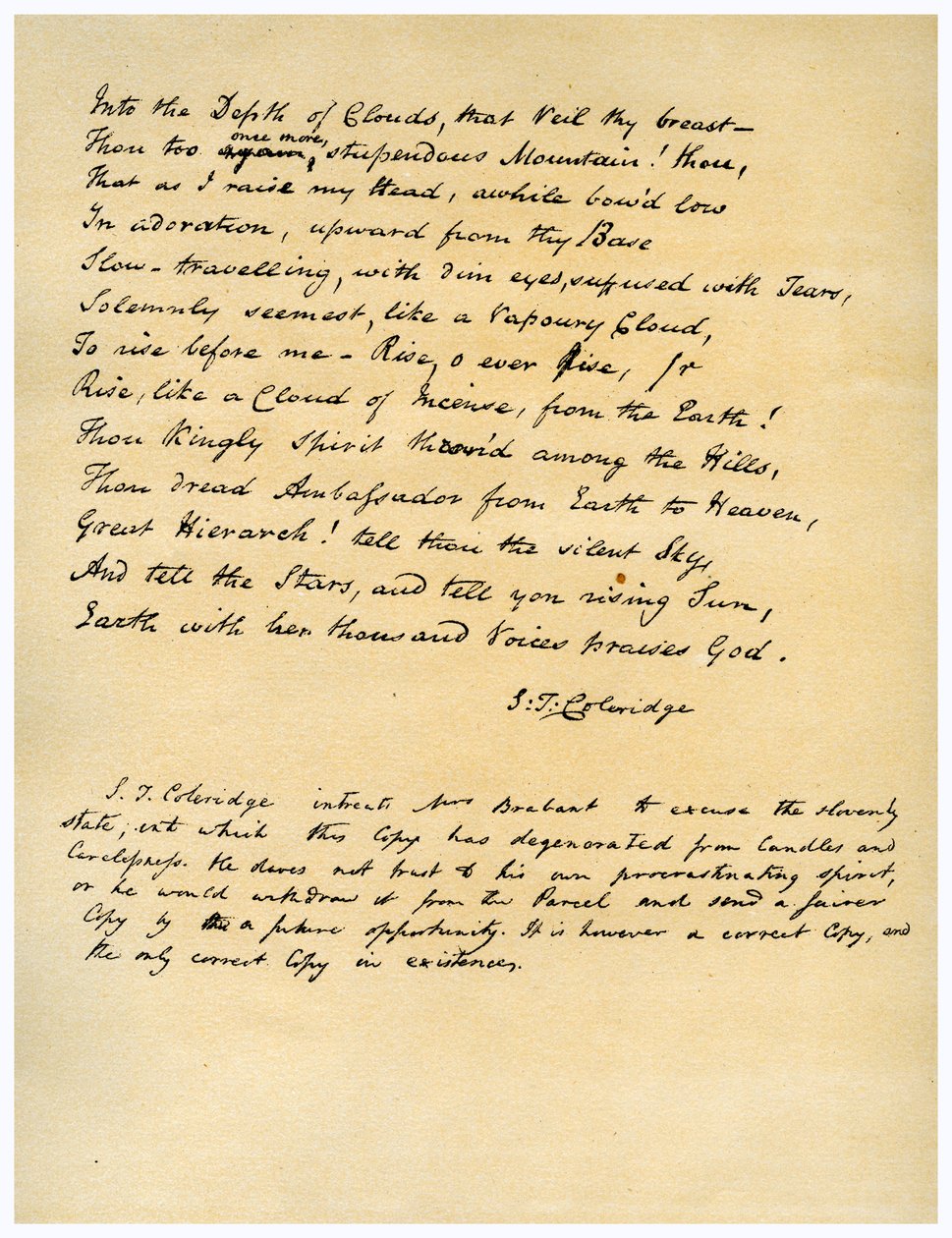 Hymn before Sunrise in the Vale of Chamouny, første gang trykt i 1802. af Samuel Taylor Coleridge