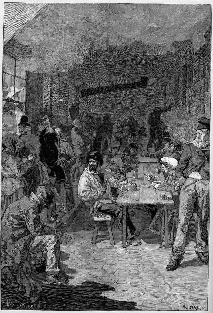 Udsigt over ovnen i Societe philanthropique de la rue de Sevres, hvor de fattige i Paris kommer til et måltid af Samuel Urrabieta