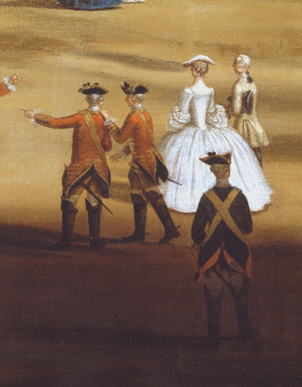Soldater og et par i Horseguards Parade, ca. 1758 olie på lærred detalje af 237617 af Samuel Wale