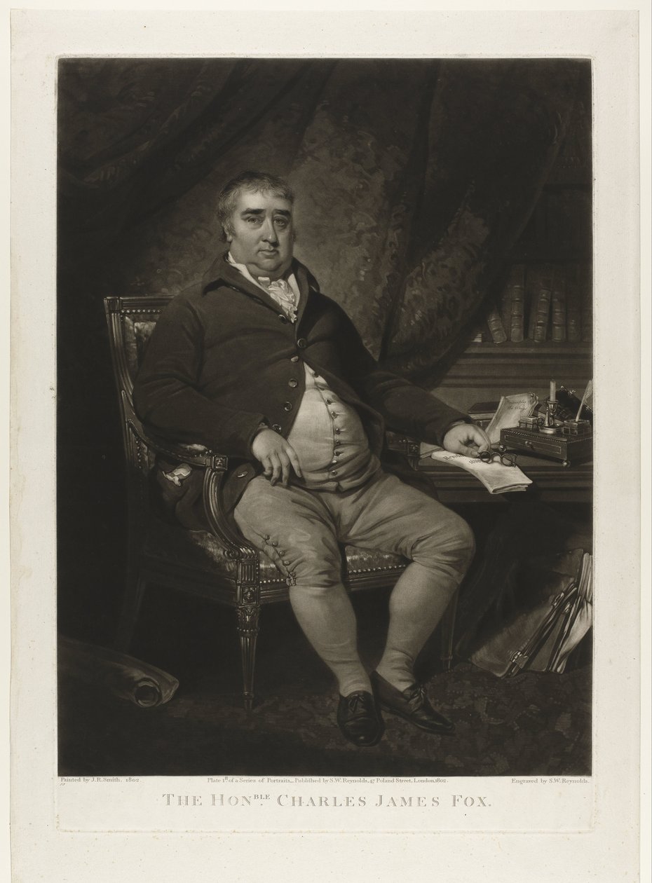 Portret af Charles James Fox Den ærede Charles James Fox (titel på objekt) af Samuel William Reynolds (I)