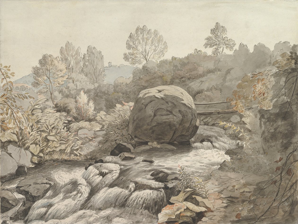 A Rocky Stream, Italien, ca. 1786-91. af Samuel Woodforde