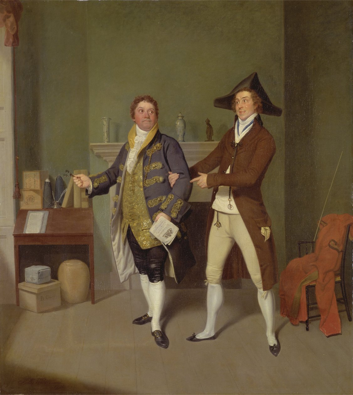 John Quick og John Fawcett i Thomas Moretons The Way to Get Married, 1796 af Samuel de Wilde