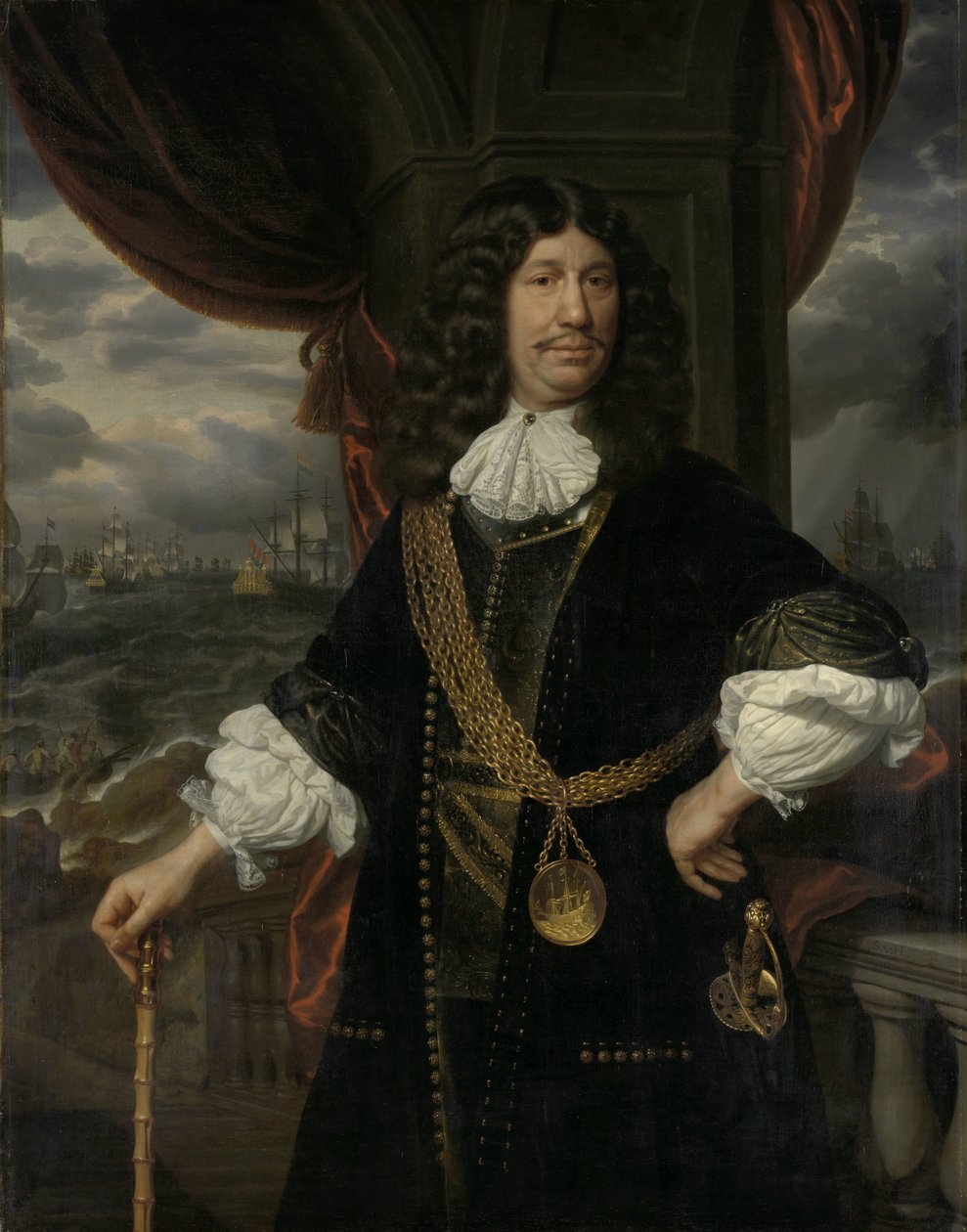 Portræt af Mattheus van den Broucke (1620-1685). rådmand i Indien af Samuel van Hoogstraten