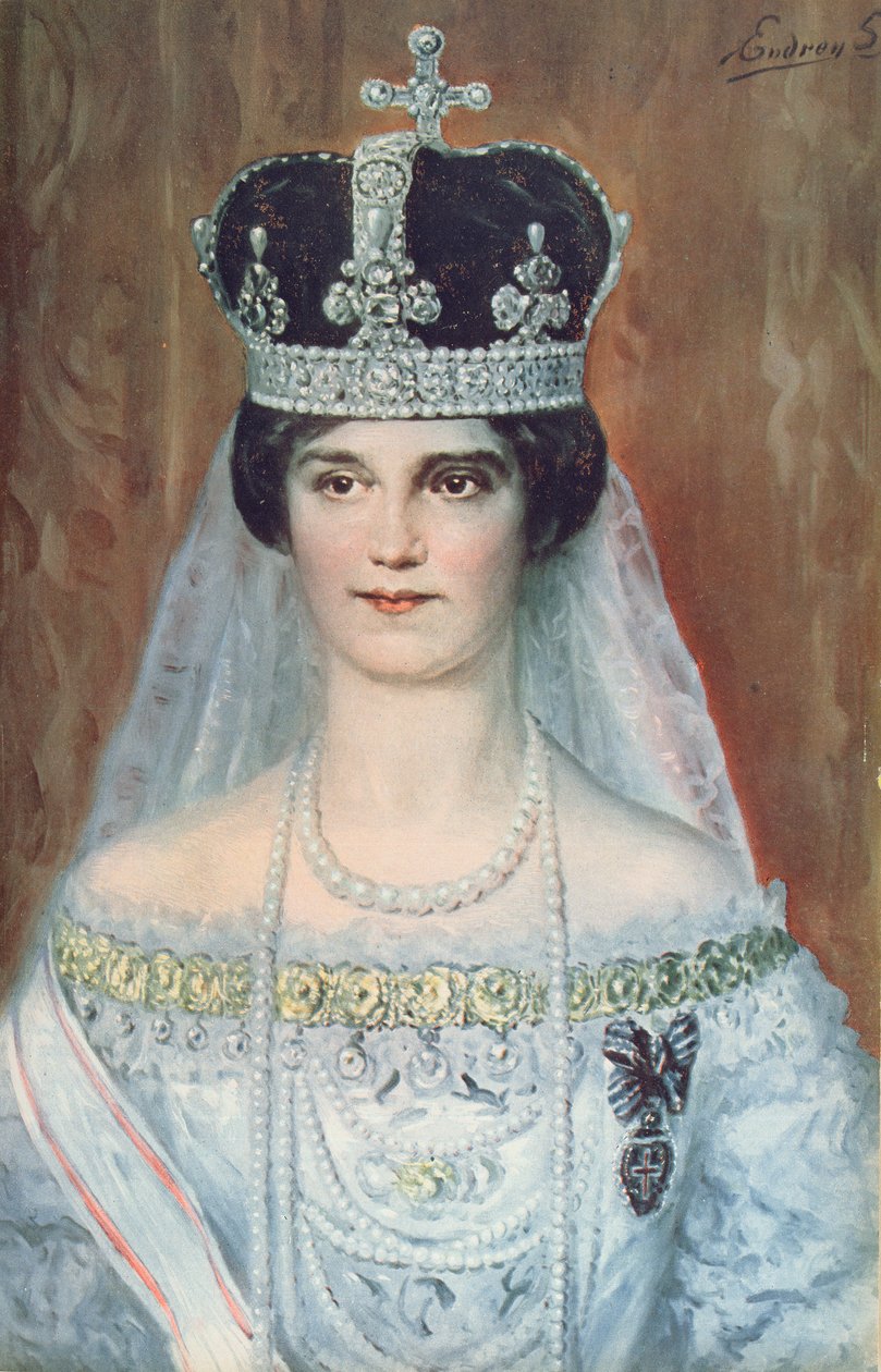 Kroningsportræt af Zita de Bourbon-Parme som dronning af Ungarn, 1917 af Sandor Endrey