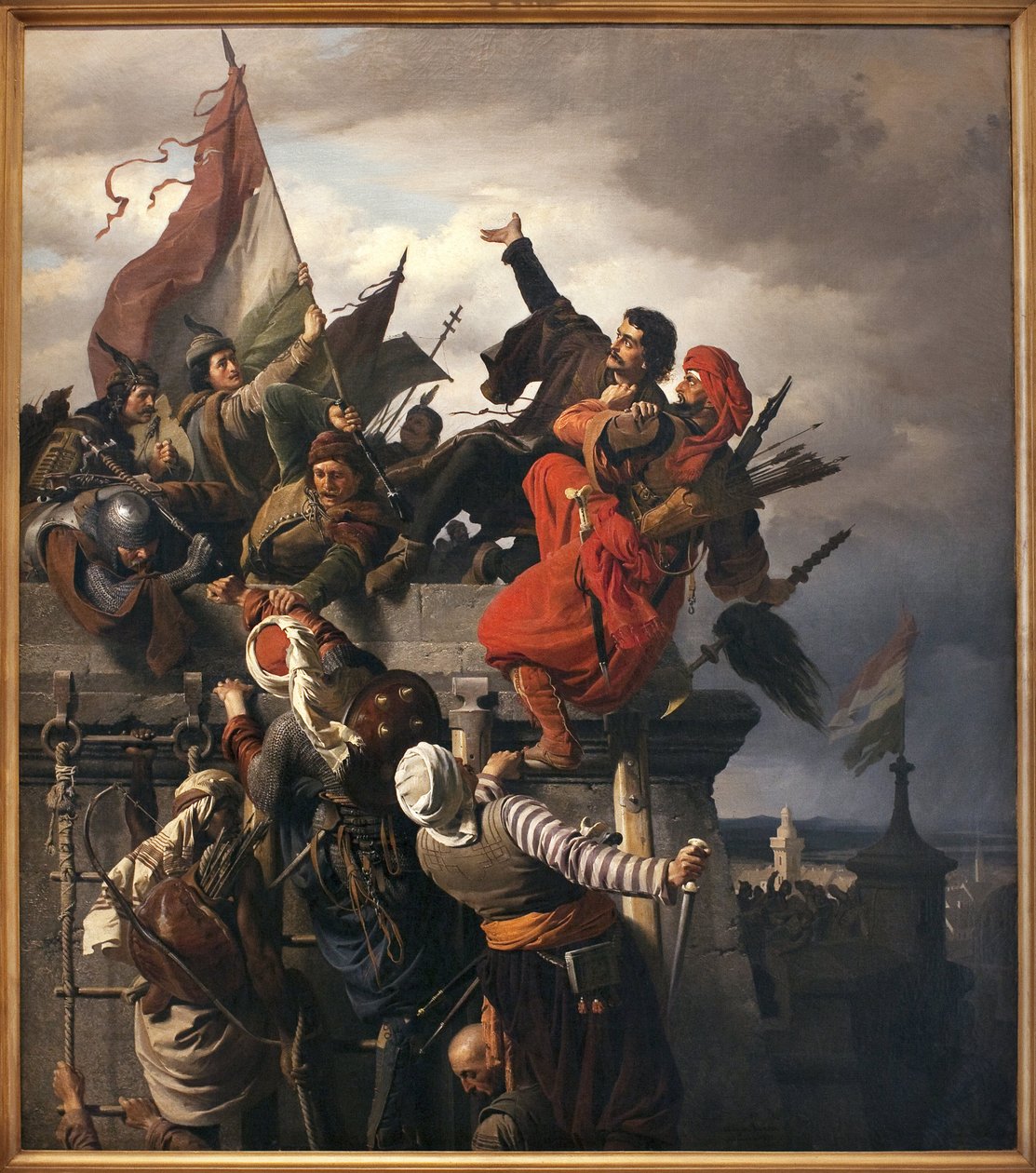 Offer af Titusz Dugovics (? -1456). Ungarske nationale helte, der blev kendetegnet under belejringen af Beograd af det osmanniske imperium. Maleri af Sandor Wagner (1838-1919), olie på lærred af Alexander von Wagner