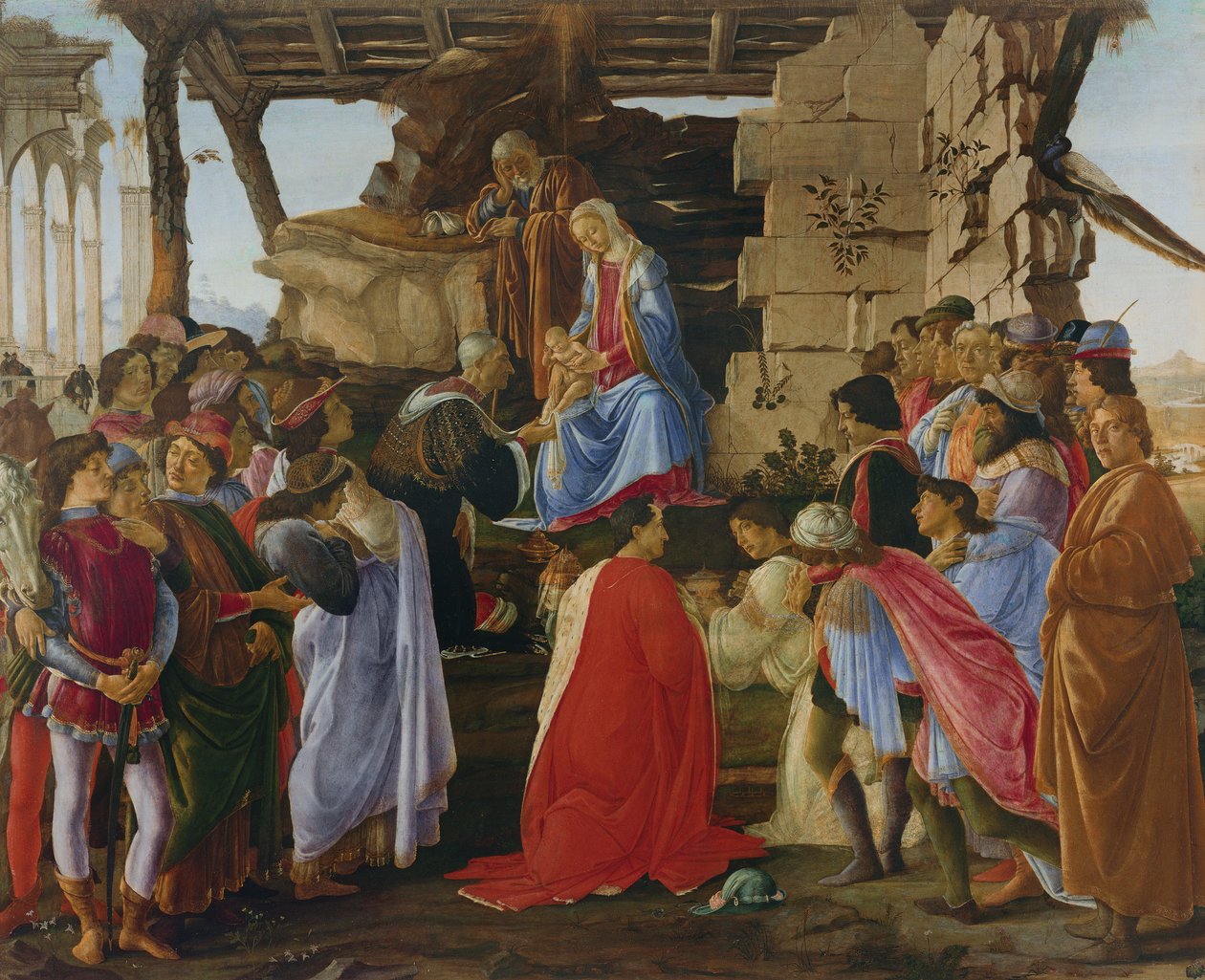 Tilbedelse af de tre konger (tempera på panel) (se 315894 for detaljer) af Sandro Botticelli