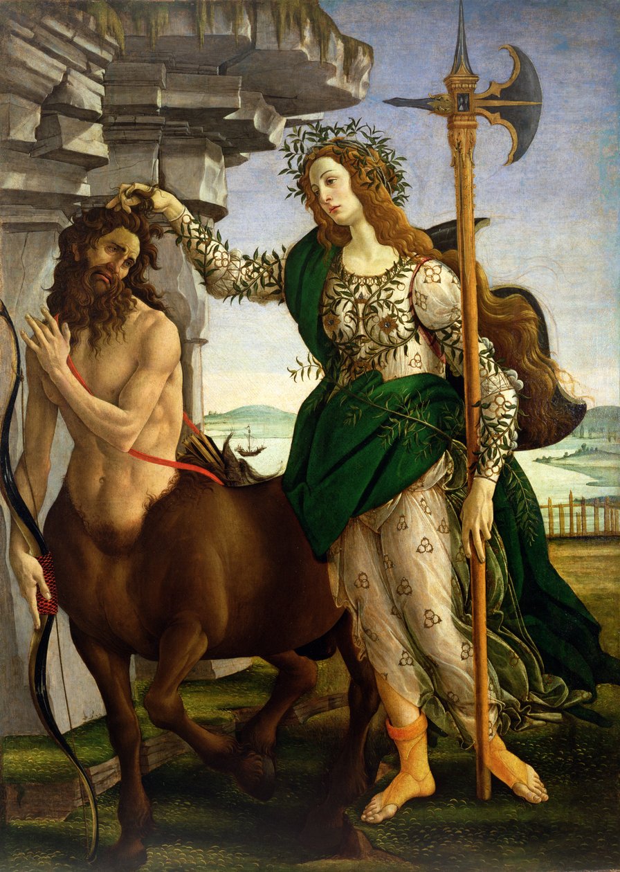 Athena og Kentauren, ca. 1480 (tempera på panel) af Sandro Botticelli