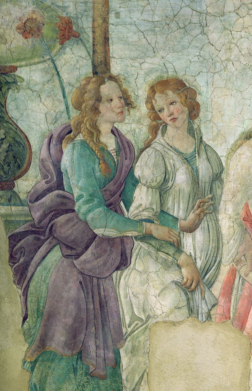 Detalje af Venus and the Graces, der tilbyder gaver til en ung pige, 1486 (se også 33760) af Sandro Botticelli