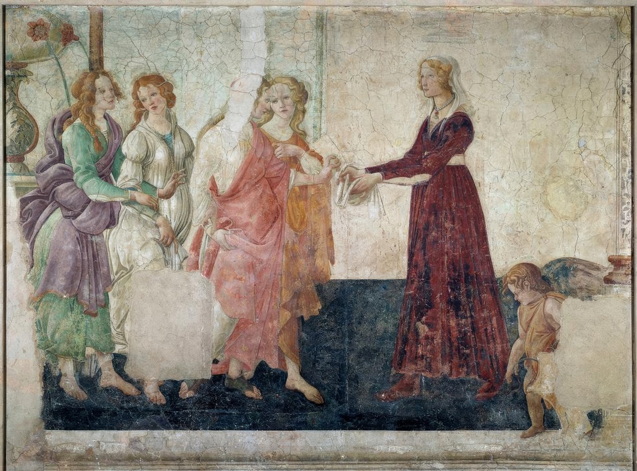 Giovanna Tornabuoni (?) Und die drei Grazien vor Venus af Sandro Botticelli