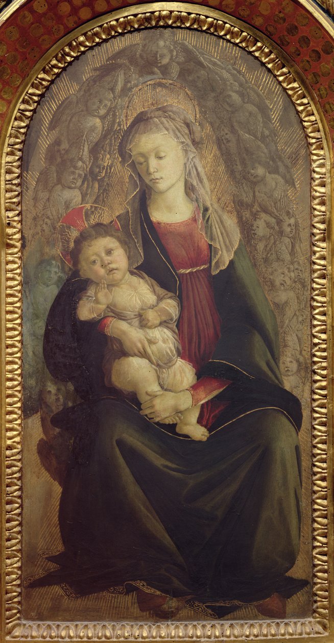 Madonna and Child in Glory (tempera på panel) (for detaljer se 107250) af Sandro Botticelli