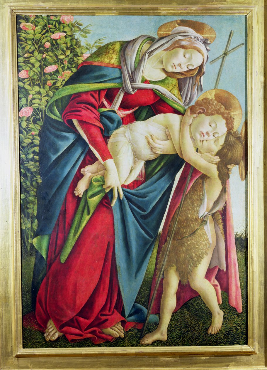Madonna og barn med Johannes Døberen af Sandro Botticelli