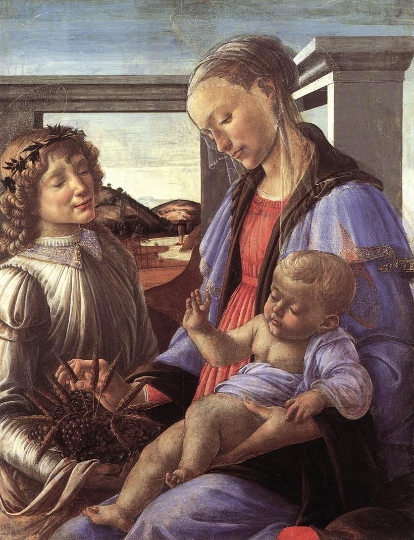 Madonna og barn med en engel af Sandro Botticelli
