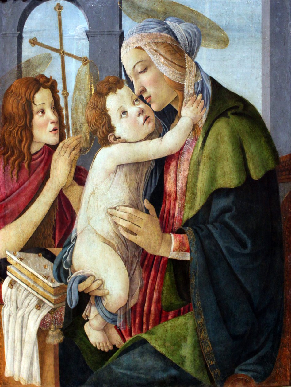 Madonna og barn med spædbarnet St. John af Sandro Botticelli