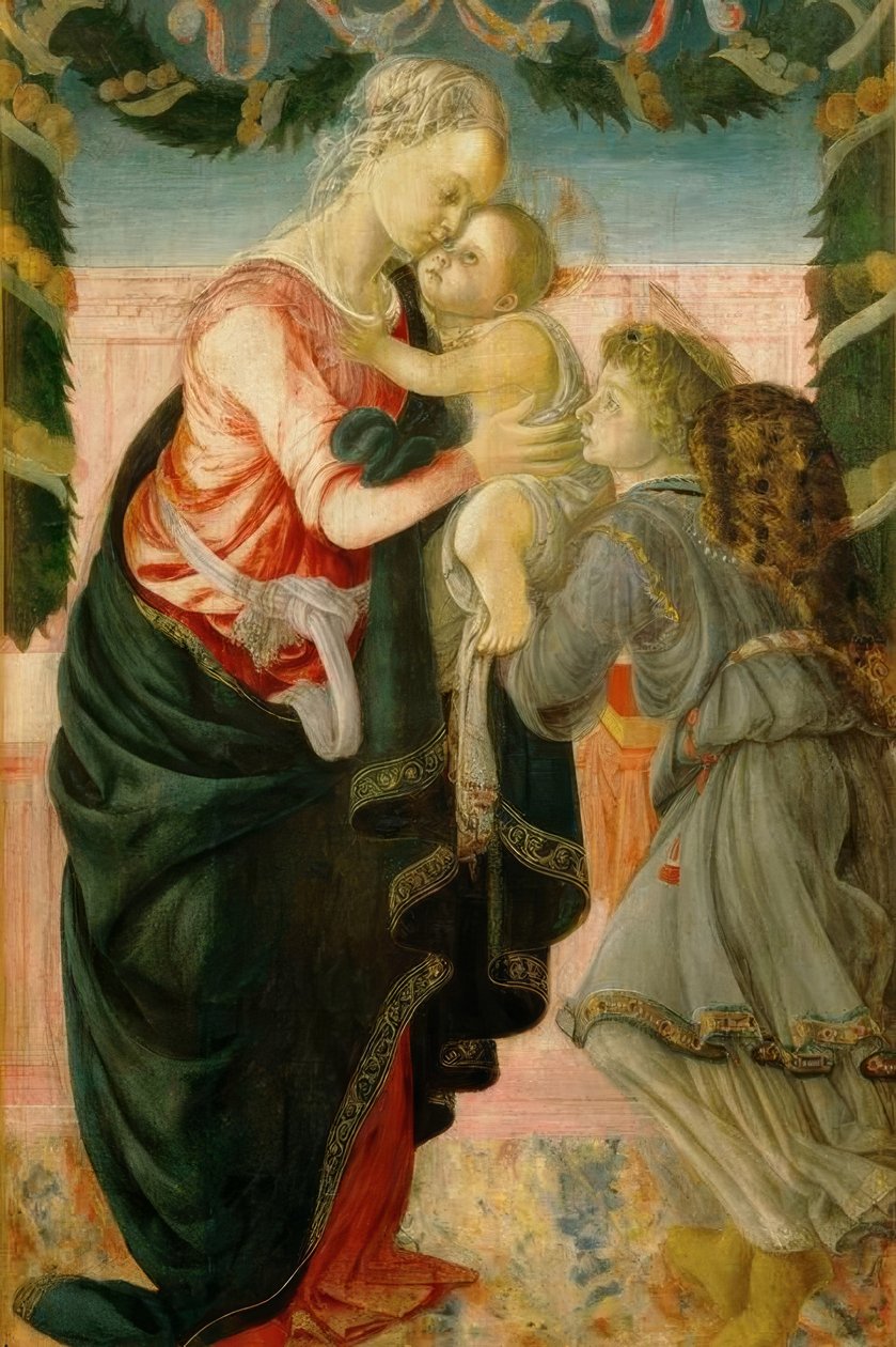 Maria med barn og engel af Sandro Botticelli