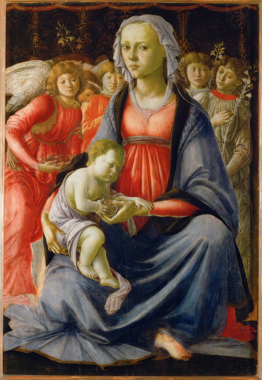 Maria med barn og fem engle af Sandro Botticelli