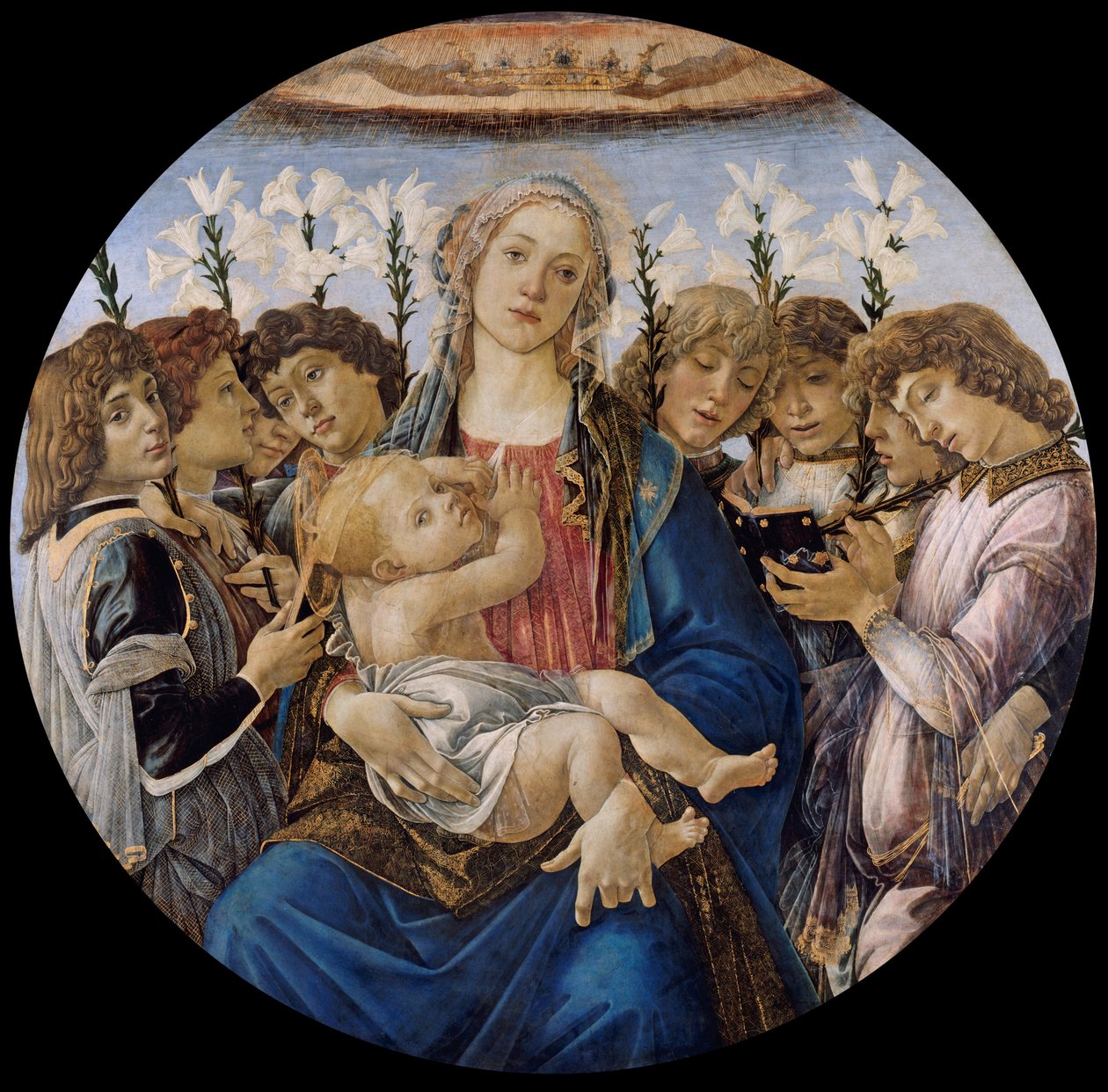 Mary med barnet og syngende engle af Sandro Botticelli