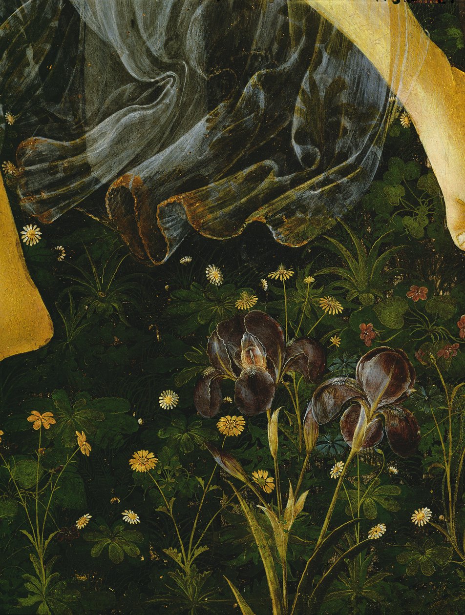 Primavera, detalje af blomster, ca. 1478, tempera på paneldetalje af 558 af Sandro Botticelli