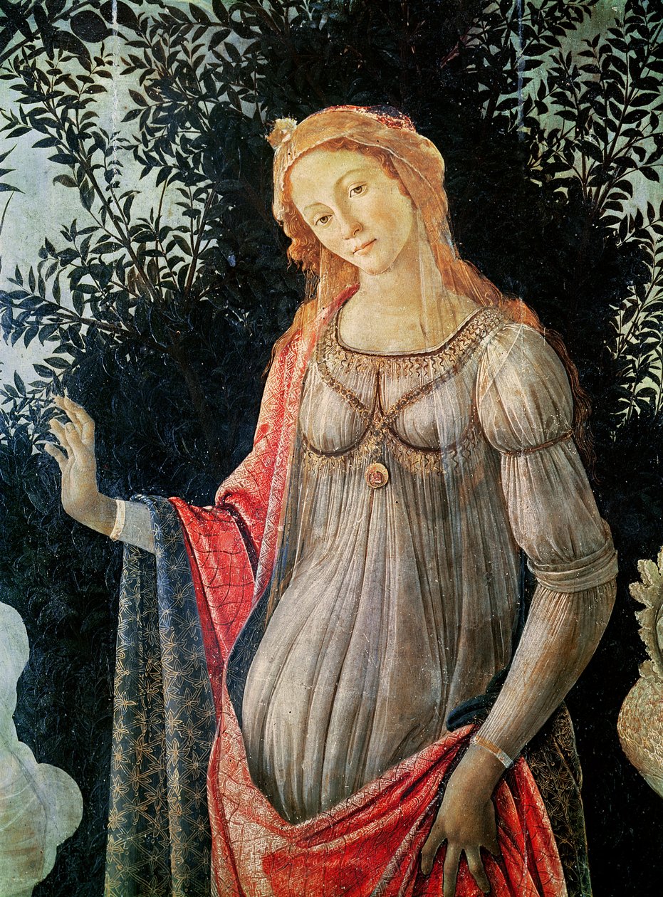Primavera, detalje af Venus, ca. 1478 (tempera på panel) af Sandro Botticelli