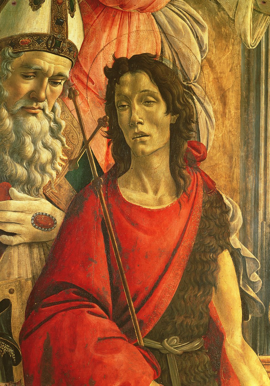 St. Johannes Døberen, detalje fra altertavlen af St. Barnabas c.1487 (tempera på panel) af Sandro Botticelli