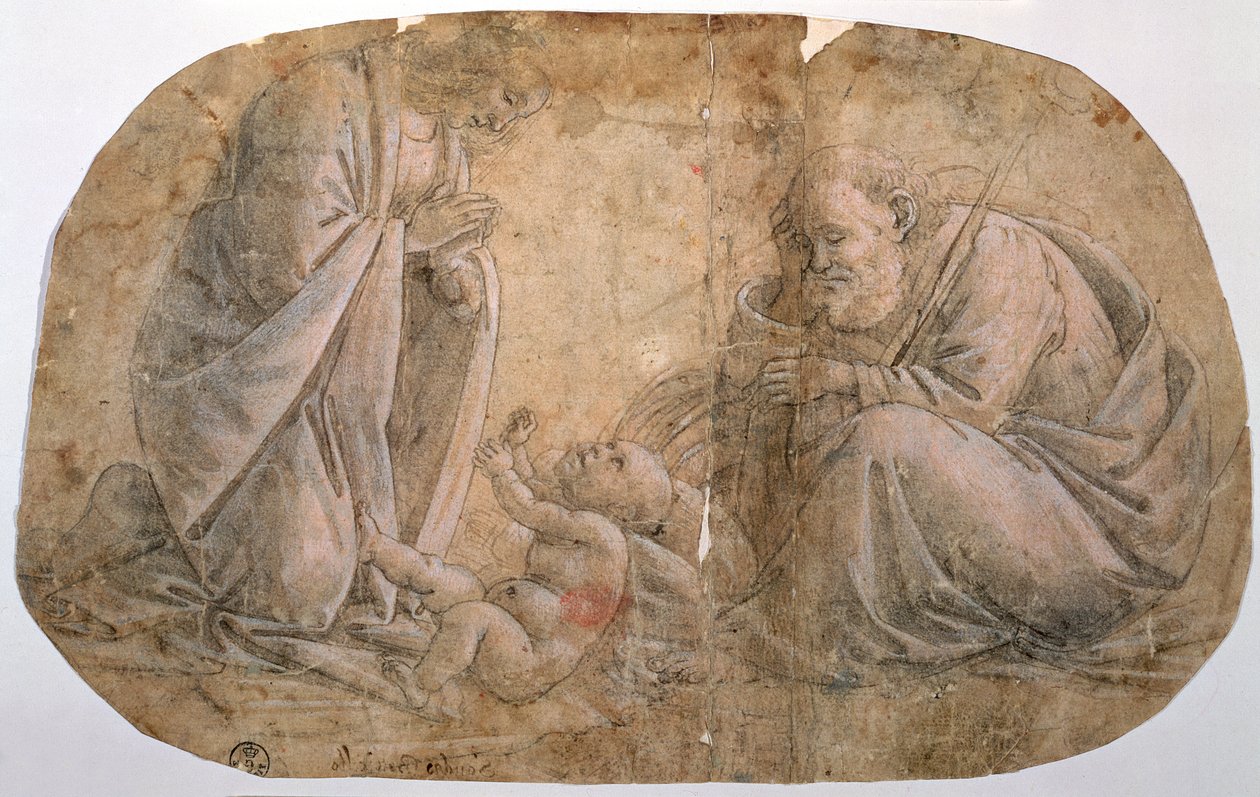 Studie til tilbedelse af barnet (tegning) af Sandro Botticelli