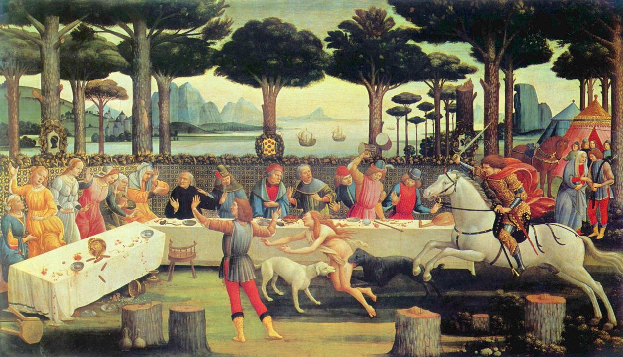 Banketten i fyrreskoven af Sandro Botticelli