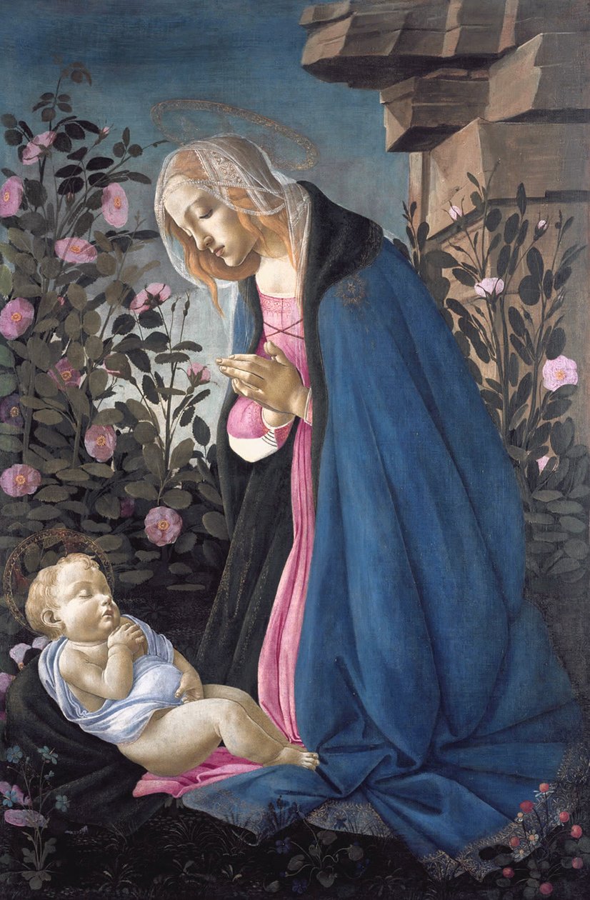 Jomfruen tilbeder det sovende Kristusbarn af Sandro Botticelli