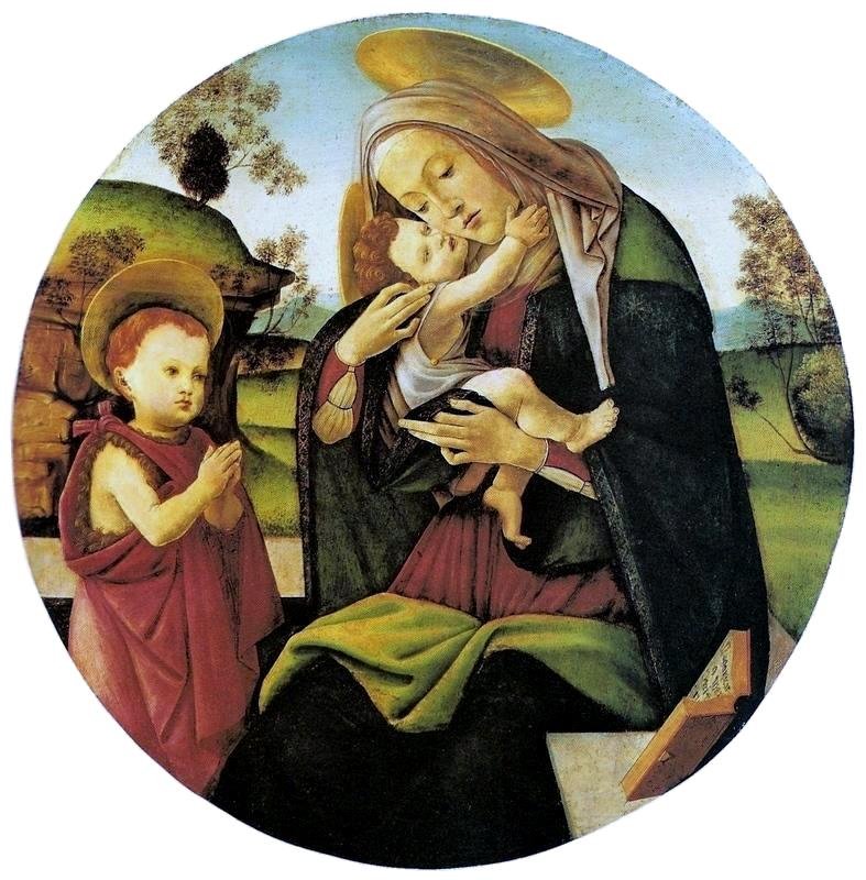 Jomfru med barn og Saint John the Baptist Child af Sandro Botticelli