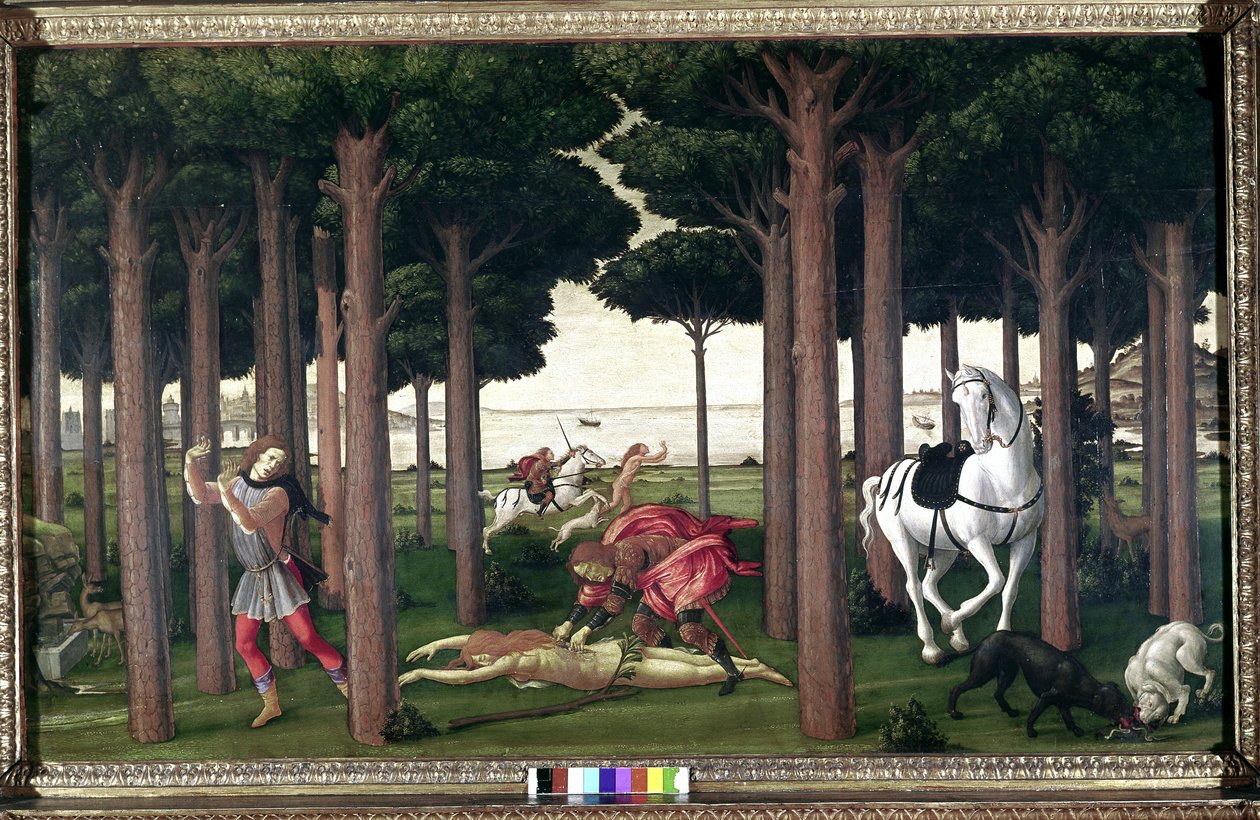 Boccaccion Decameronista; Nastagio degli Onestin tarinat (toinen jakso) af Sandro (1444/5 1510) Botticelli