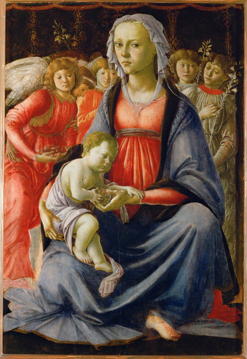 Madonna med barn og fem engle. Olie MI 478 ... af Sandro Botticelli