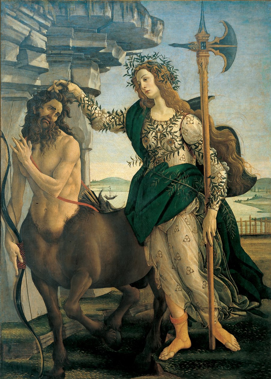 Pallas (Athena eller Minerva) og Kentauren af ​​Sandro Botticelli (1445-1510), omkring 1482 - Firenze, Uffizi-galleriet. af Sandro Botticelli