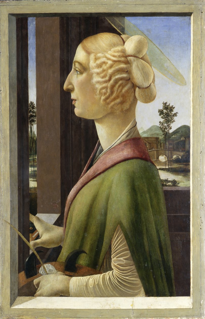 Portræt af en ung kvinde med attributter af St. Catherine af Sandro Botticelli