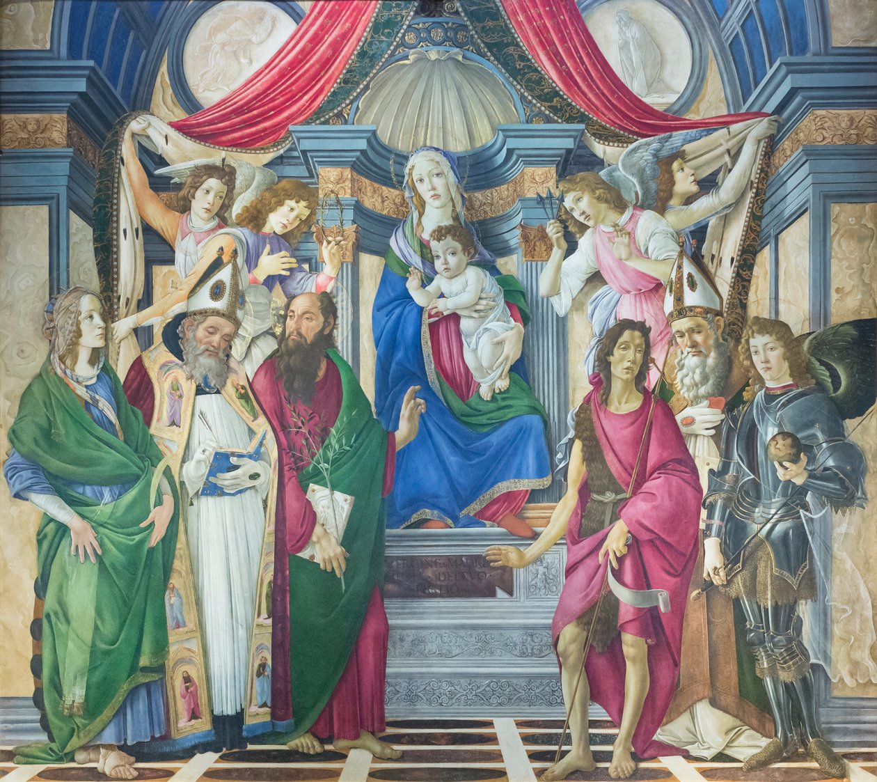 Madonna og Child troner med helgener af Sandro Botticelli