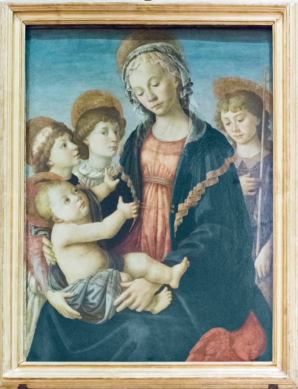Madonna og barn med den hellige Johannes Døberen og to engle, ca. 1470 (panel) af Sandro Botticelli