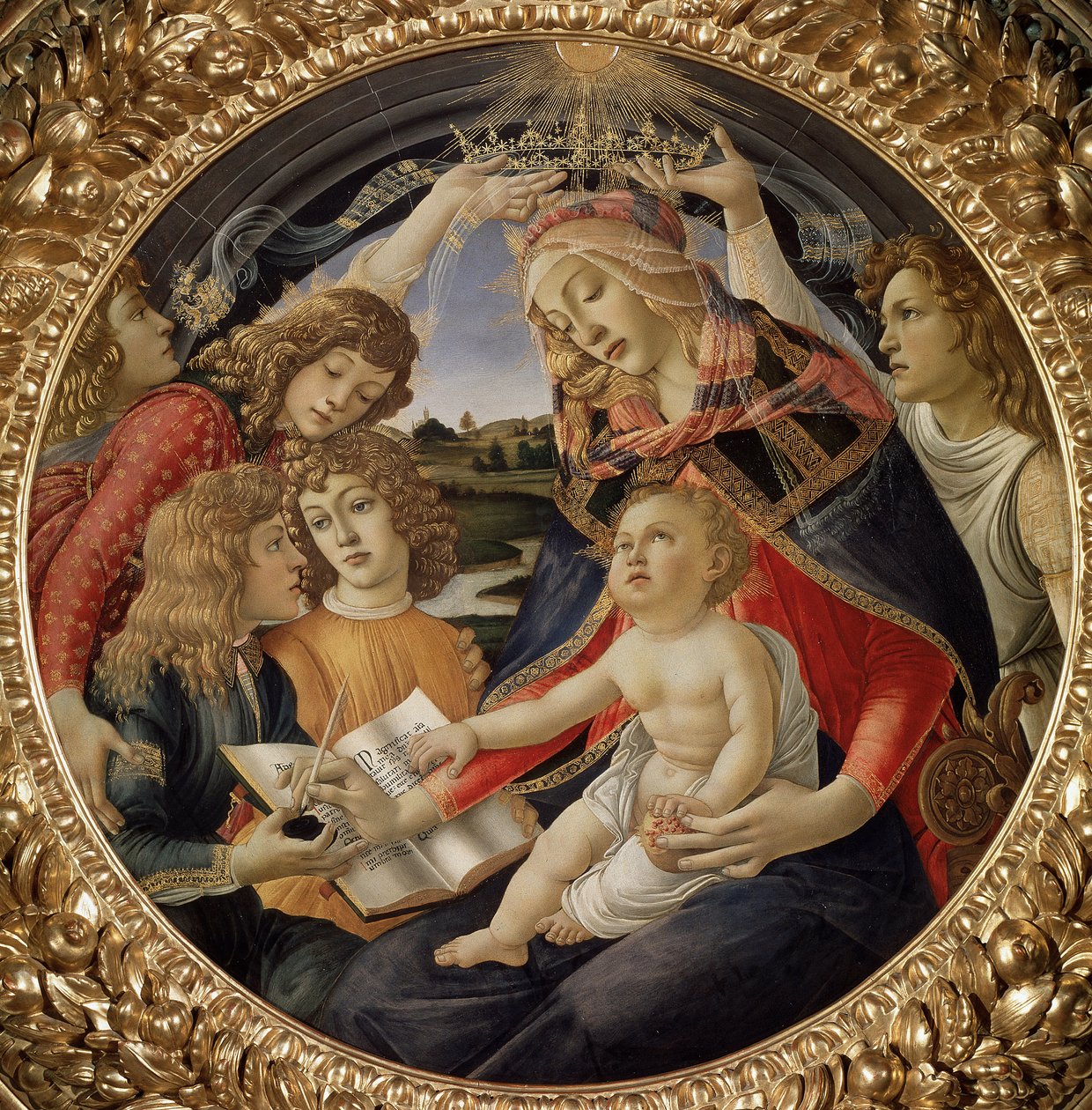 Madonna fra Magnificat eller Jomfru med barn og fem engle (tempera på træ af Sandro Botticelli