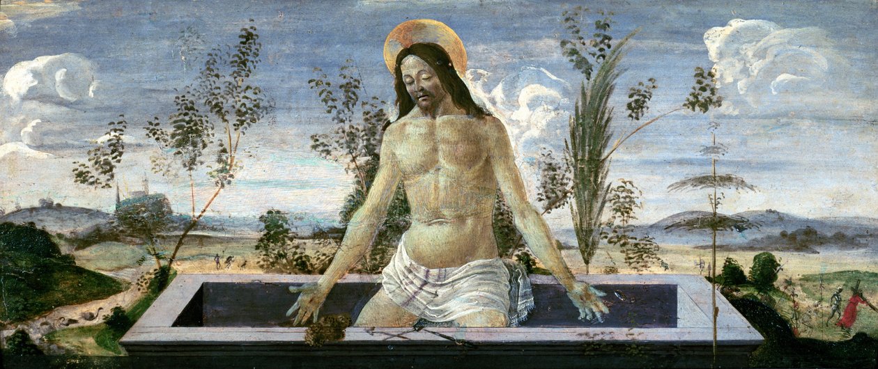 Predella-panel, der forestiller opstandelsen, fra St. Barnabas-altertavlen (tempera på panel) (se også 44334,44354,44358,85657) af Sandro Botticelli