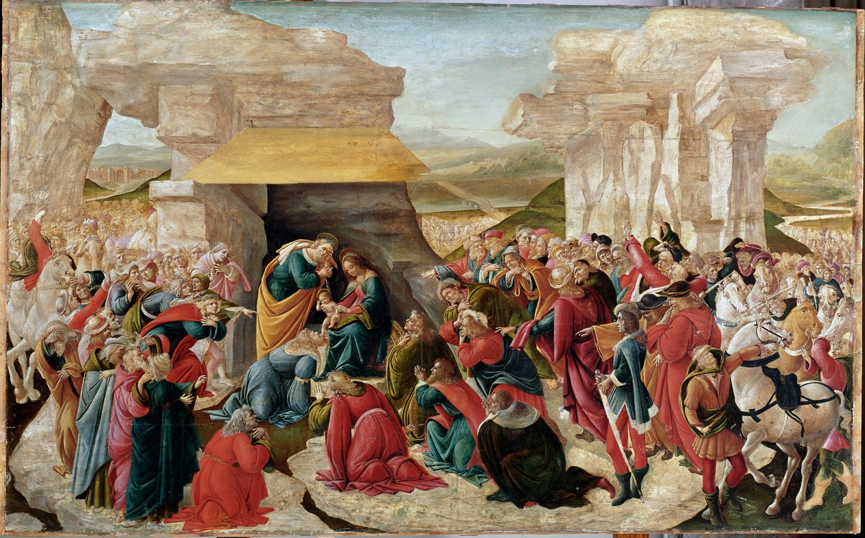 Magiernes tilbedelse (ufærdigt maleri, ca. 1500) af Sandro Botticelli