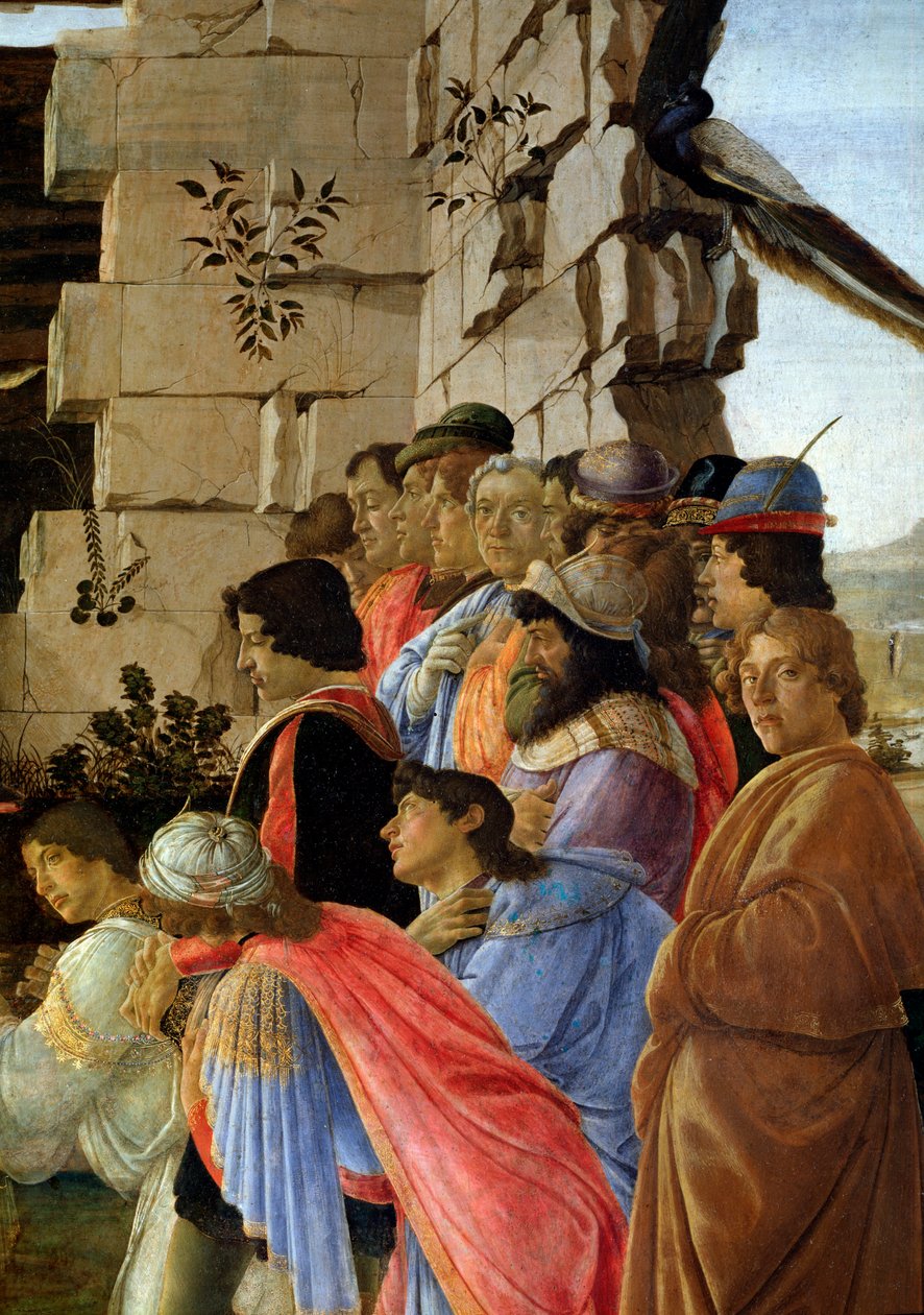 Magiernes tilbedelse, detalje af selvportrættet til højre (tempera på træ af Sandro Botticelli