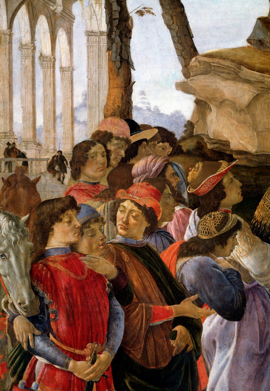 Tilbedelsen af magi, detalje af Sandro Botticelli