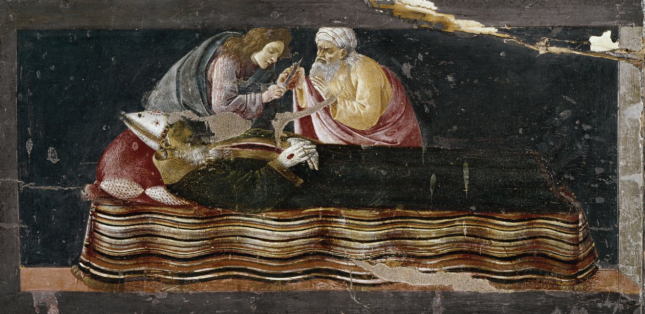 Udvindingen af hjertet af St. Ignatius. Detalje af st Barnaba altertavle (Tempera på træ af Sandro Botticelli
