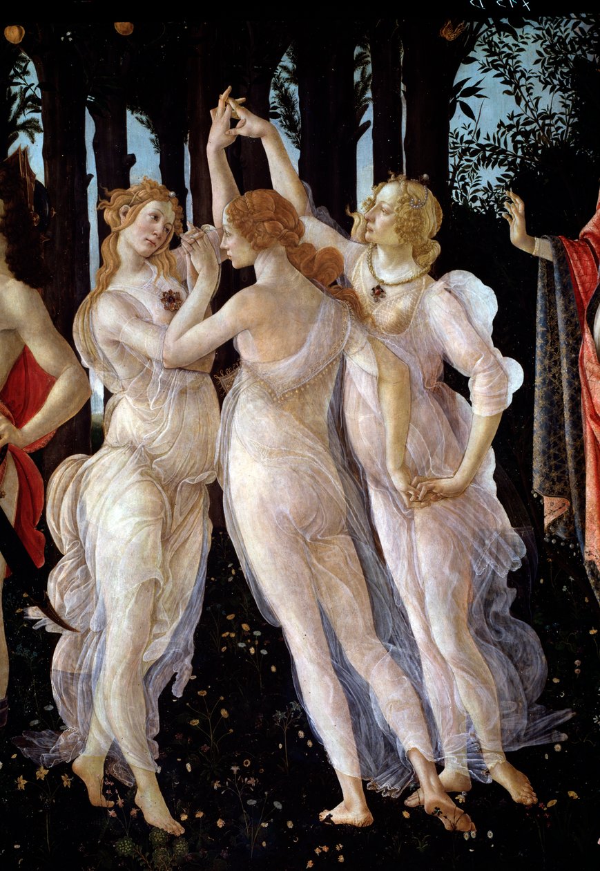 Foråret. Detalje af de tre nåder (maleri af Sandro Botticelli