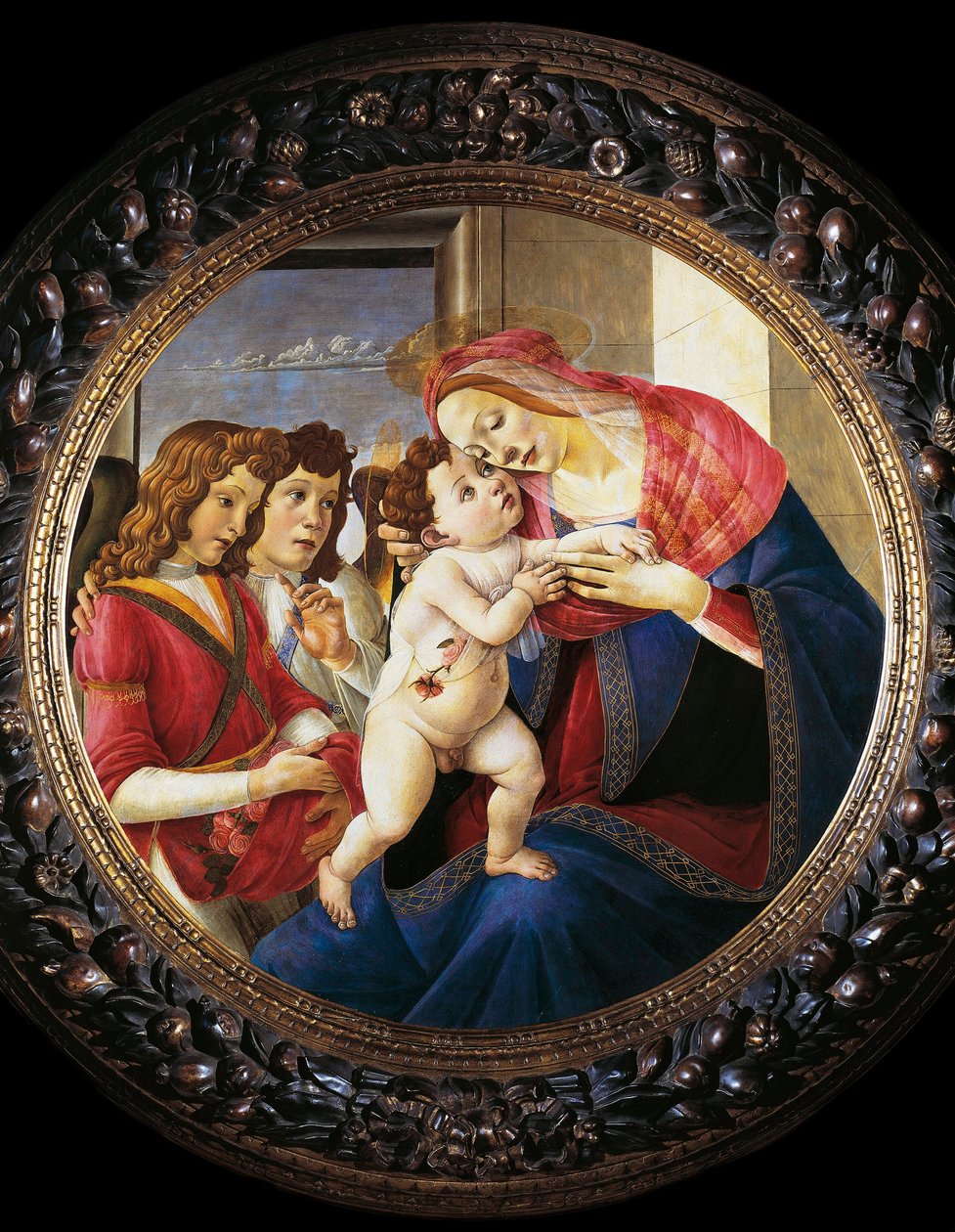 Jomfru og barn og to engle (tempera på træ, ca. 1490) af Sandro Botticelli