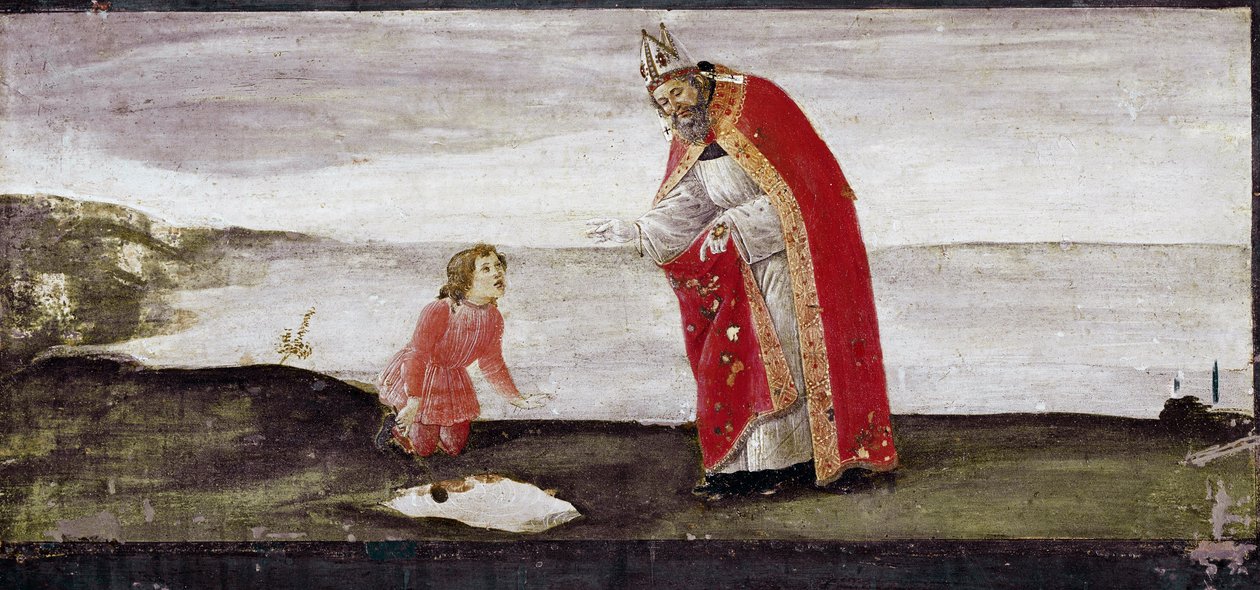 Vision of St Augustine, detalje af St Barnaba altertavle (tempera på træ af Sandro Botticelli