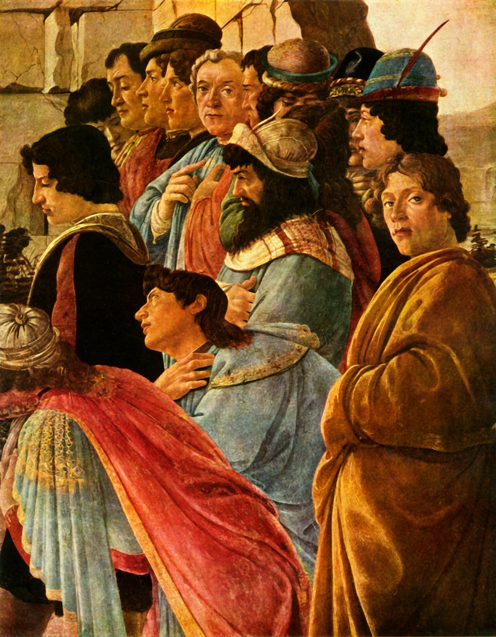 Detalje fra tilbedelsen af Magi med selvportræt af Botticelli, 1475, 1937. af Sandro Botticelli