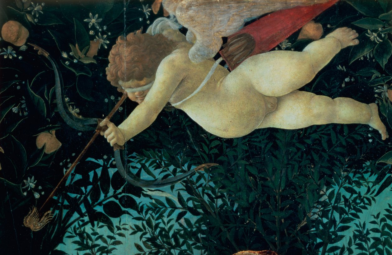 Detalje af Amor, fra Primavera tempera på paneldetalje af 558 af Sandro Botticelli
