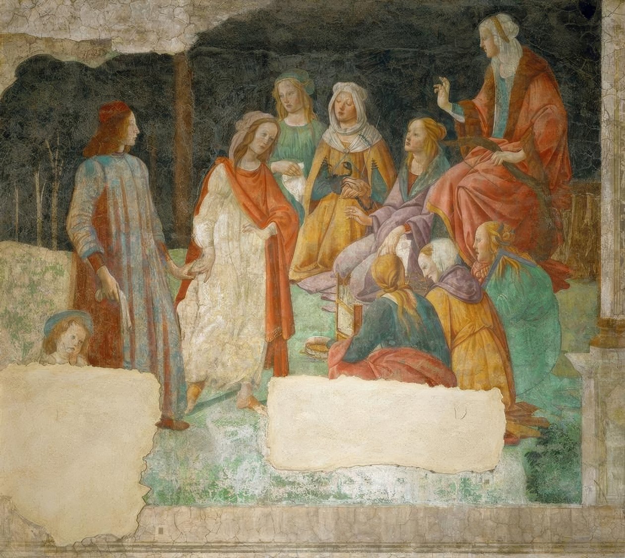 En ung (Lorenzo Tornabuoni?) bringes ind i af Minerva af Sandro Botticelli